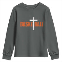 Christian Basketball Cross Youth Sweatshirt Retro Vintage Minimal Religious Faith