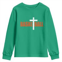 Christian Basketball Cross Youth Sweatshirt Retro Vintage Minimal Religious Faith