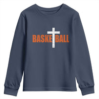 Christian Basketball Cross Youth Sweatshirt Retro Vintage Minimal Religious Faith