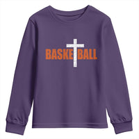 Christian Basketball Cross Youth Sweatshirt Retro Vintage Minimal Religious Faith
