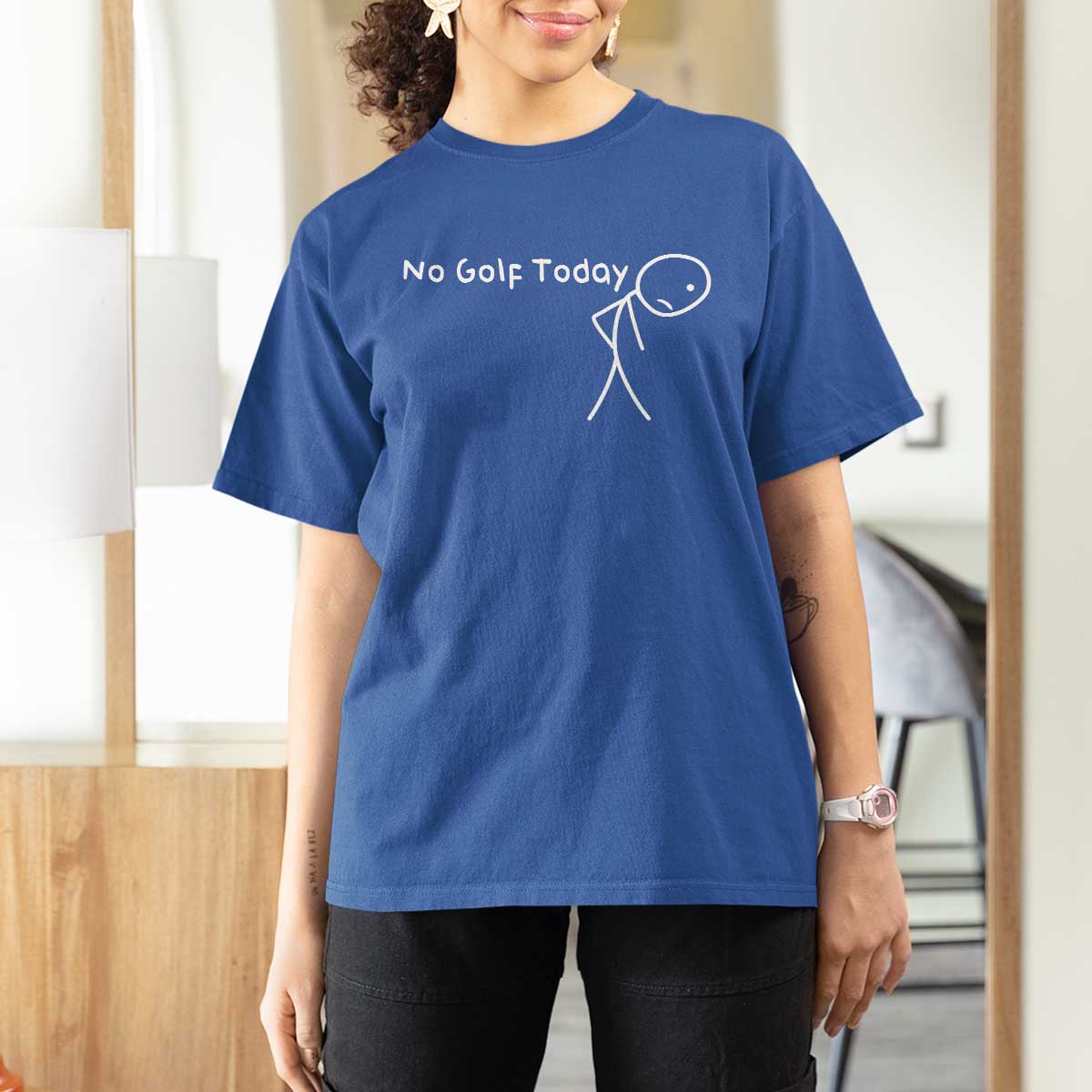 No Golf Today T Shirt For Women Funny Golfing Lover Sad Stickman Golfer Golfers - Wonder Print Shop