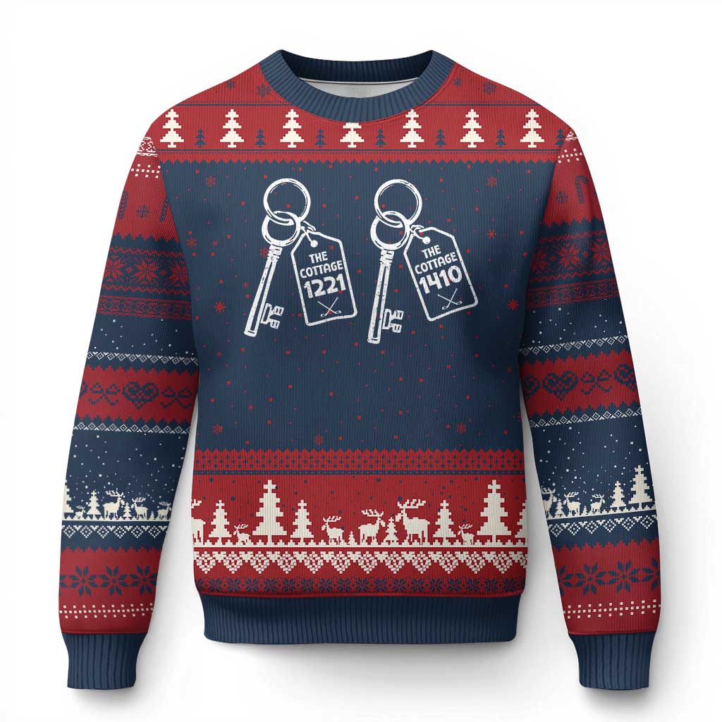 Room Numbers Team Hollanov Ugly Christmas Sweater LGBT Romance Hockey Fan Im Coming To The Cottage