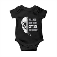 Will You Come To My Cottage This Summer Baby Onesie Retro LGBT Romance Hockey Fan