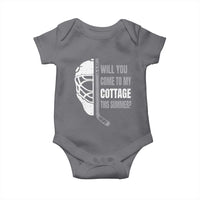 Will You Come To My Cottage This Summer Baby Onesie Retro LGBT Romance Hockey Fan