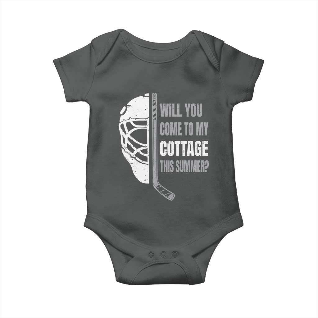 Will You Come To My Cottage This Summer Baby Onesie Retro LGBT Romance Hockey Fan