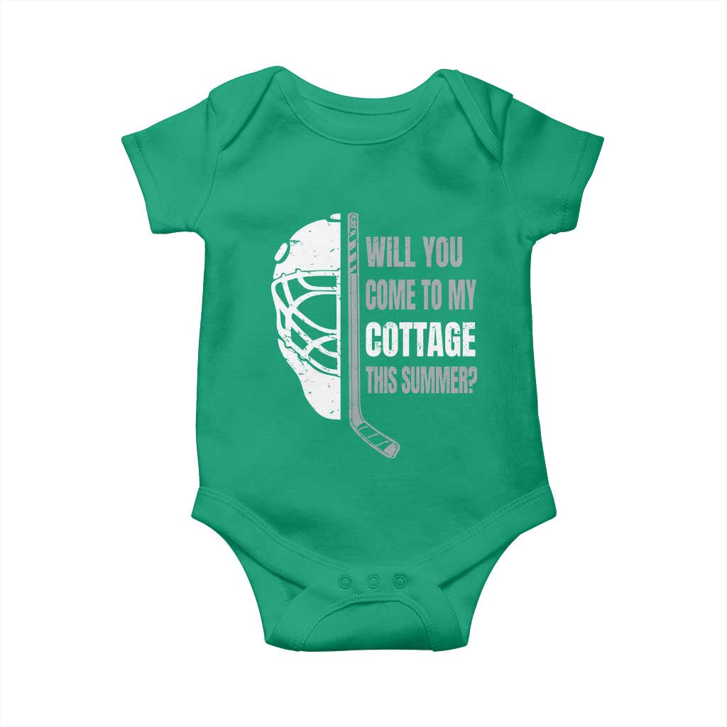 Will You Come To My Cottage This Summer Baby Onesie Retro LGBT Romance Hockey Fan
