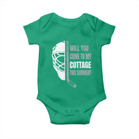 Will You Come To My Cottage This Summer Baby Onesie Retro LGBT Romance Hockey Fan