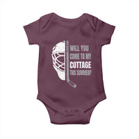 Will You Come To My Cottage This Summer Baby Onesie Retro LGBT Romance Hockey Fan
