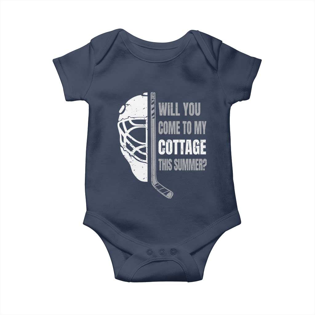 Will You Come To My Cottage This Summer Baby Onesie Retro LGBT Romance Hockey Fan