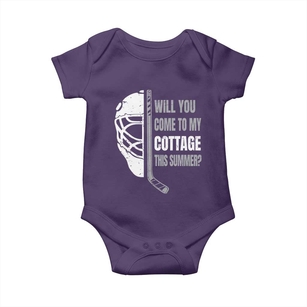 Will You Come To My Cottage This Summer Baby Onesie Retro LGBT Romance Hockey Fan