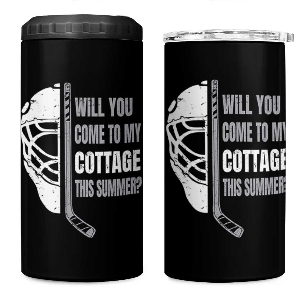 Will You Come To My Cottage This Summer 4 in 1 Can Cooler Tumbler Retro LGBT Romance Hockey Fan