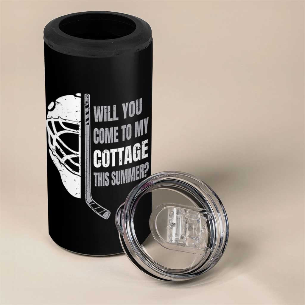 Will You Come To My Cottage This Summer 4 in 1 Can Cooler Tumbler Retro LGBT Romance Hockey Fan