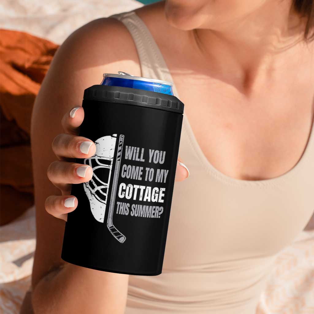 Will You Come To My Cottage This Summer 4 in 1 Can Cooler Tumbler Retro LGBT Romance Hockey Fan