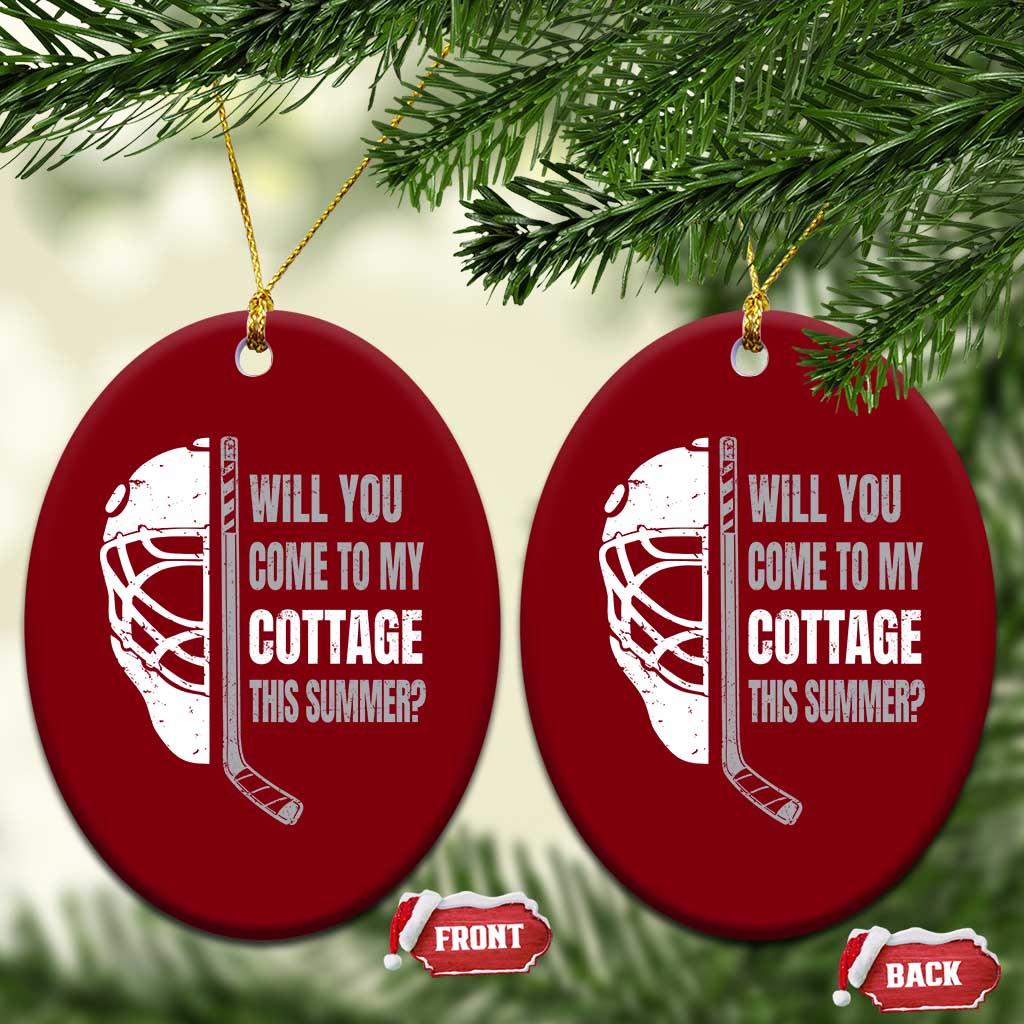 Will You Come To My Cottage This Summer Ceramic Ornament Retro LGBT Romance Hockey Fan