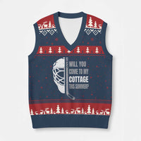 Will You Come To My Cottage This Summer V-Neck Knit Sweater Vest Retro LGBT Romance Hockey Fan