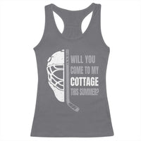 Will You Come To My Cottage This Summer Racerback Tank Top Retro LGBT Romance Hockey Fan