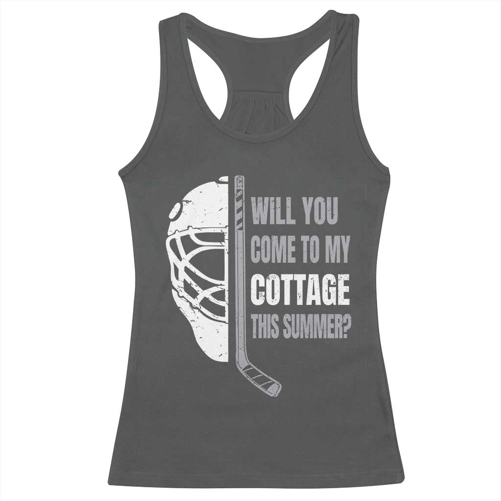 Will You Come To My Cottage This Summer Racerback Tank Top Retro LGBT Romance Hockey Fan