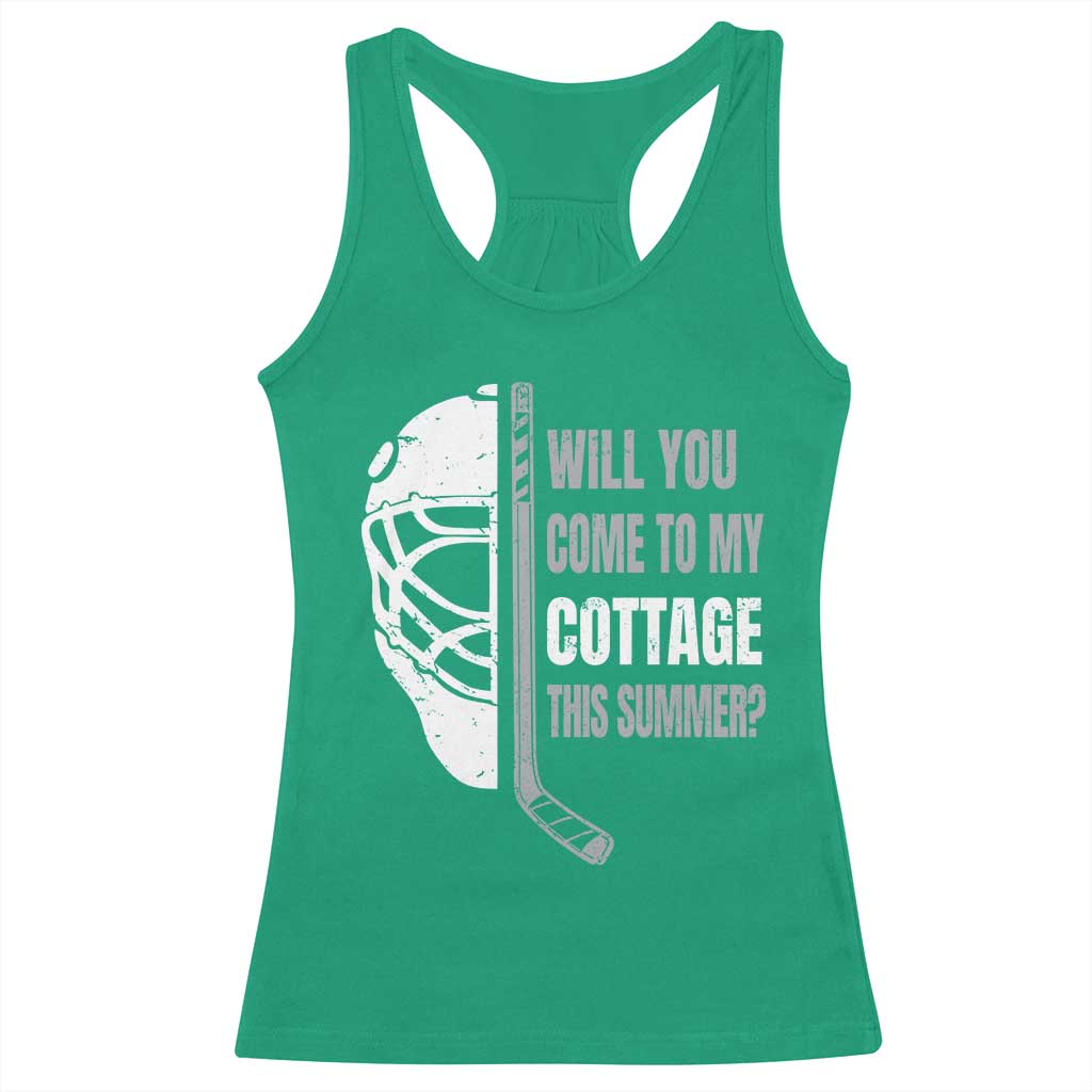Will You Come To My Cottage This Summer Racerback Tank Top Retro LGBT Romance Hockey Fan
