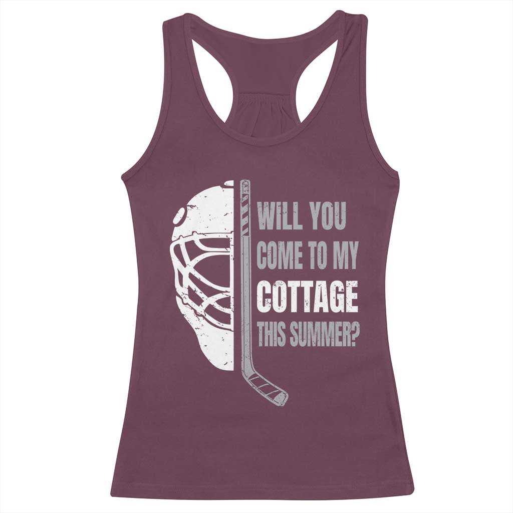 Will You Come To My Cottage This Summer Racerback Tank Top Retro LGBT Romance Hockey Fan