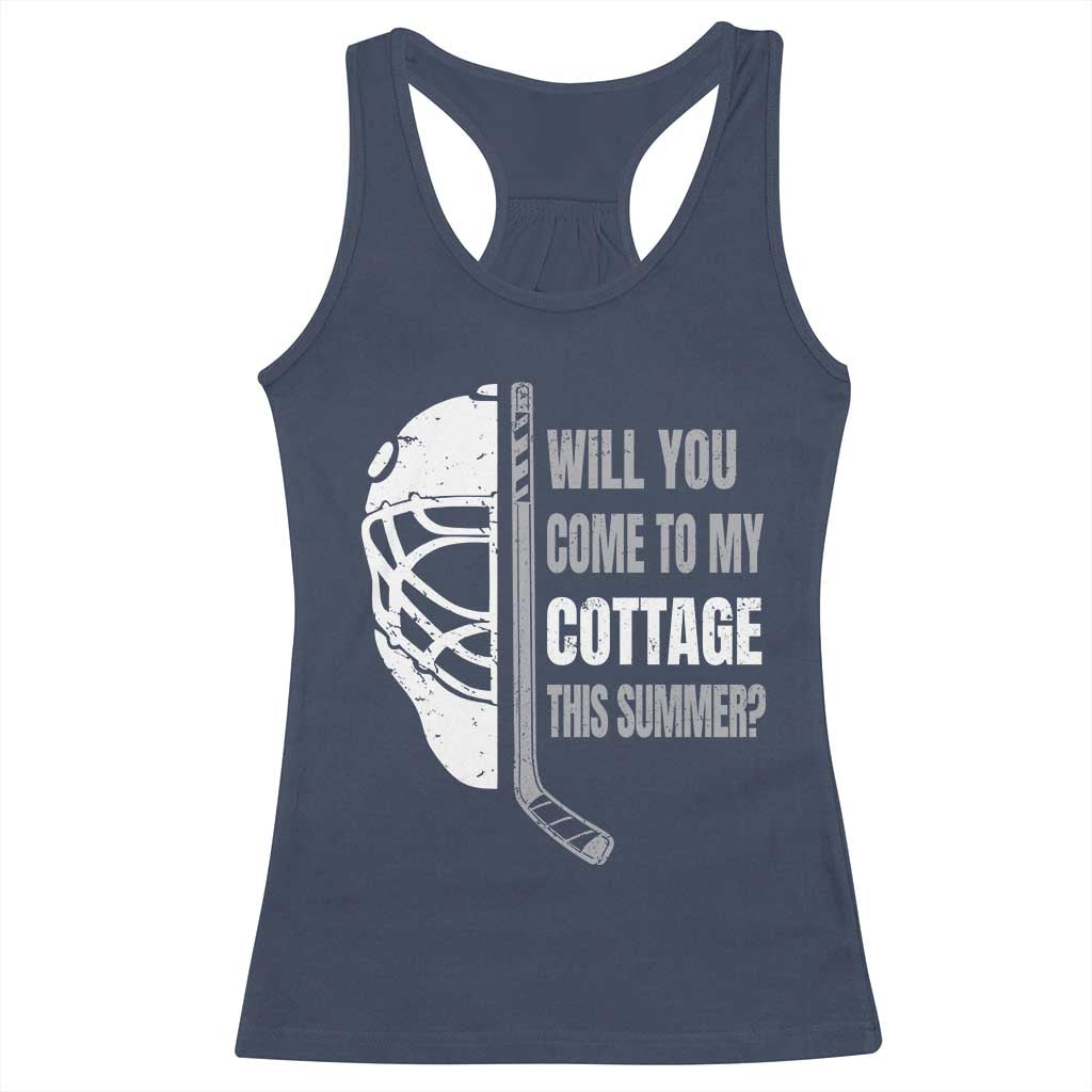Will You Come To My Cottage This Summer Racerback Tank Top Retro LGBT Romance Hockey Fan
