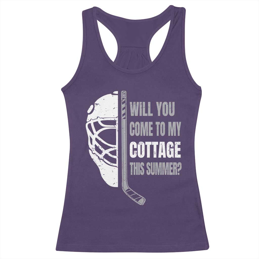 Will You Come To My Cottage This Summer Racerback Tank Top Retro LGBT Romance Hockey Fan