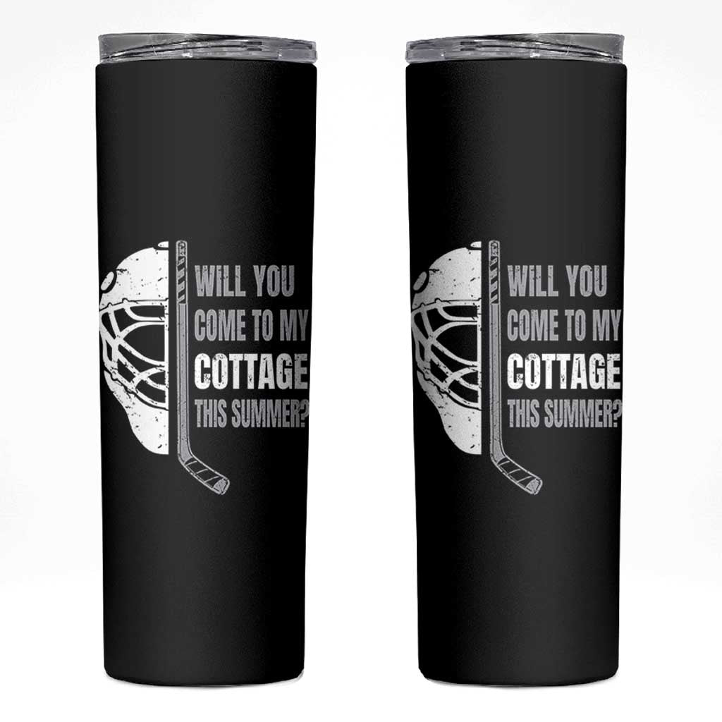 Will You Come To My Cottage This Summer Skinny Tumbler Retro LGBT Romance Hockey Fan