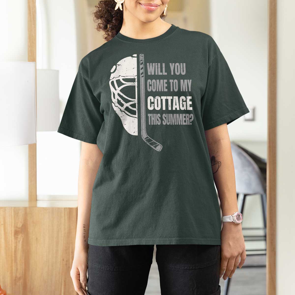 Will You Come To My Cottage This Summer T Shirt For Women Retro LGBT Romance Hockey Fan