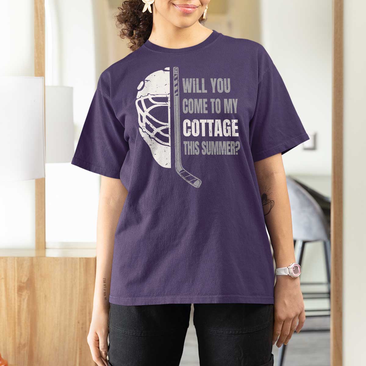 Will You Come To My Cottage This Summer T Shirt For Women Retro LGBT Romance Hockey Fan