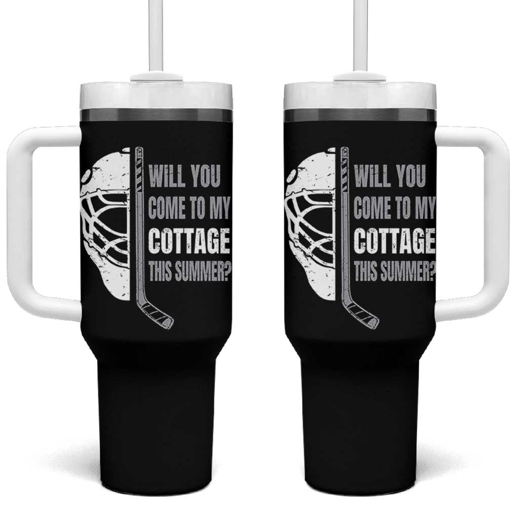 Will You Come To My Cottage This Summer Tumbler With Handle Retro LGBT Romance Hockey Fan