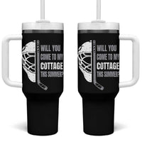 Will You Come To My Cottage This Summer Tumbler With Handle Retro LGBT Romance Hockey Fan