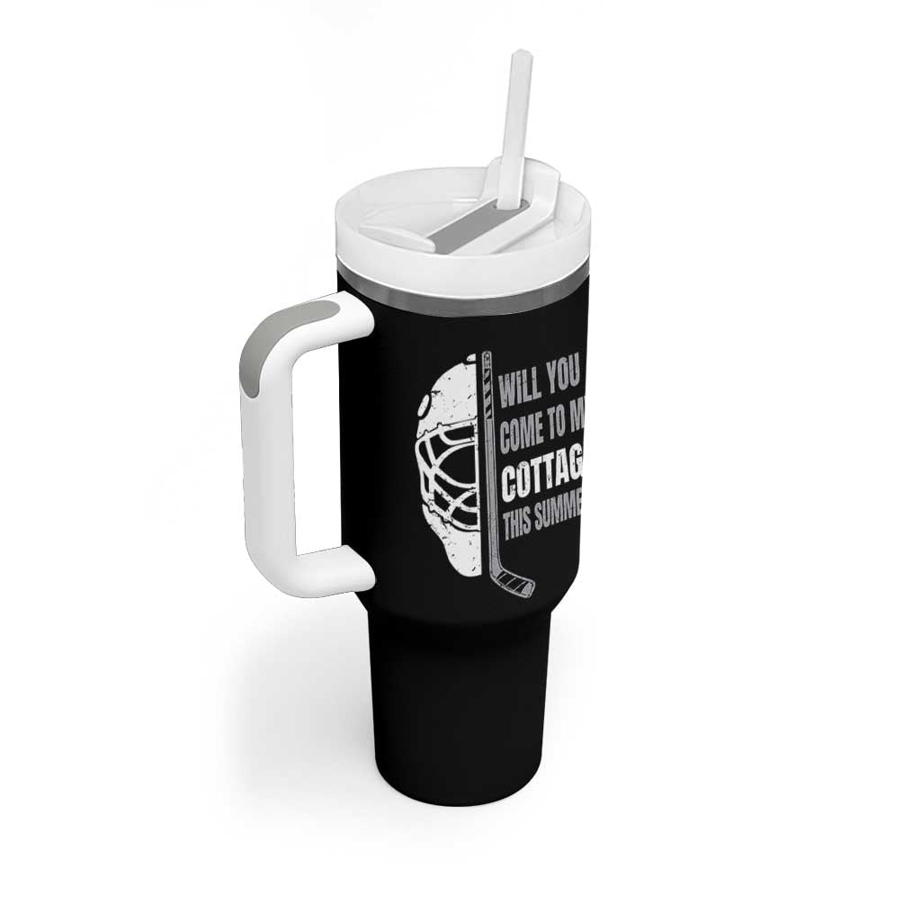 Will You Come To My Cottage This Summer Tumbler With Handle Retro LGBT Romance Hockey Fan