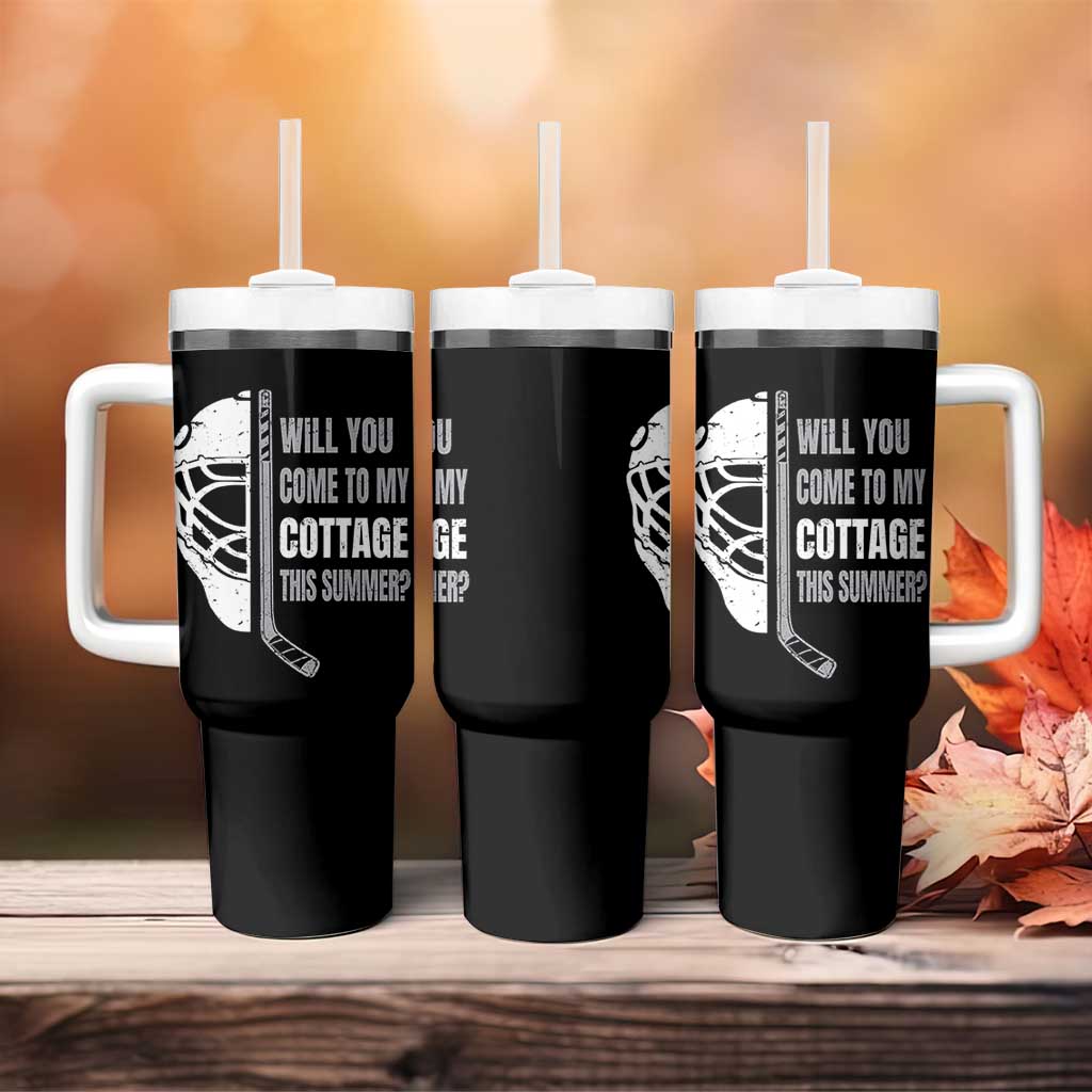 Will You Come To My Cottage This Summer Tumbler With Handle Retro LGBT Romance Hockey Fan