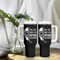 Will You Come To My Cottage This Summer Tumbler With Handle Retro LGBT Romance Hockey Fan