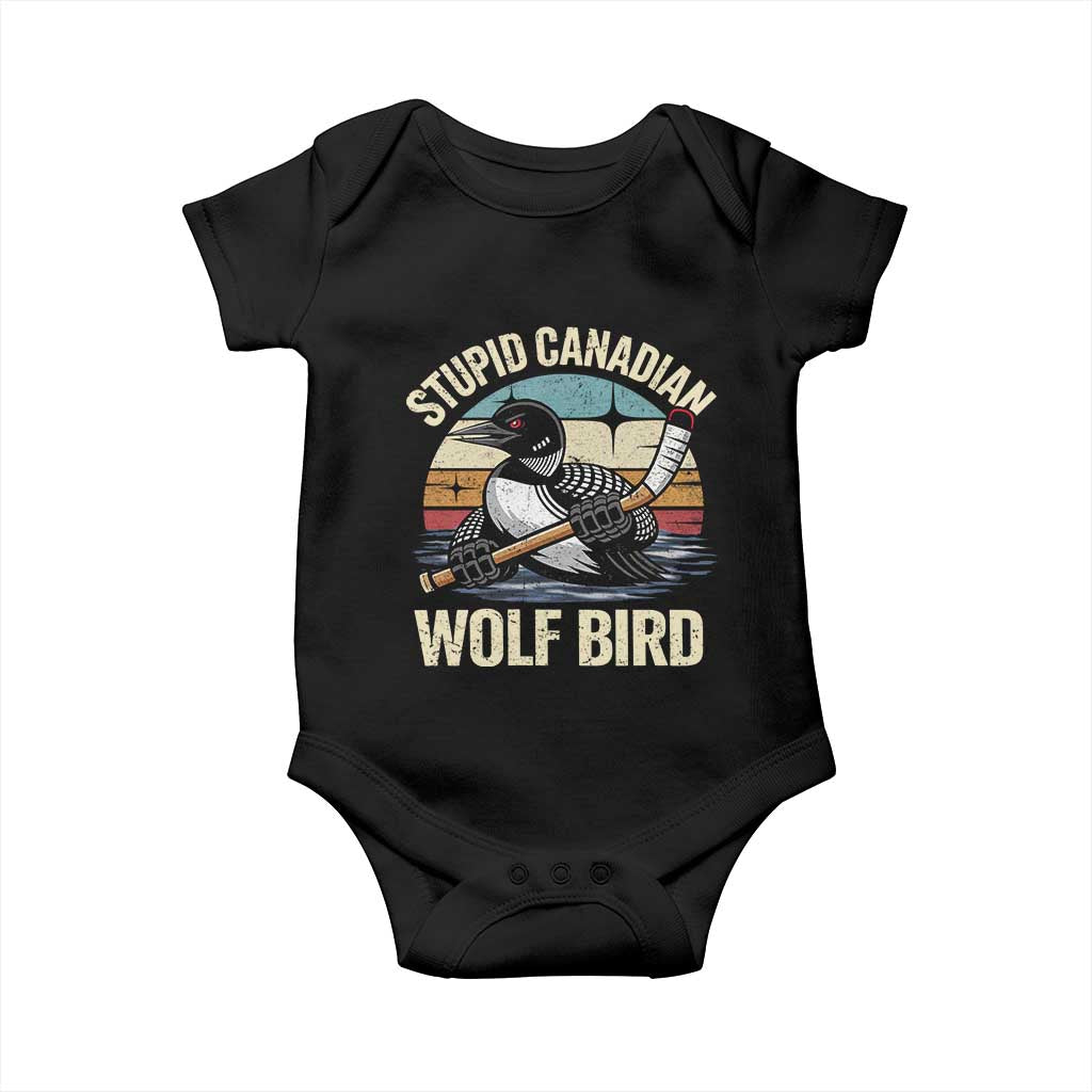 Stupid Canadian Wolf Bird Baby Onesie Retro Romance Hockey LGBT Book Movie Fans Gift