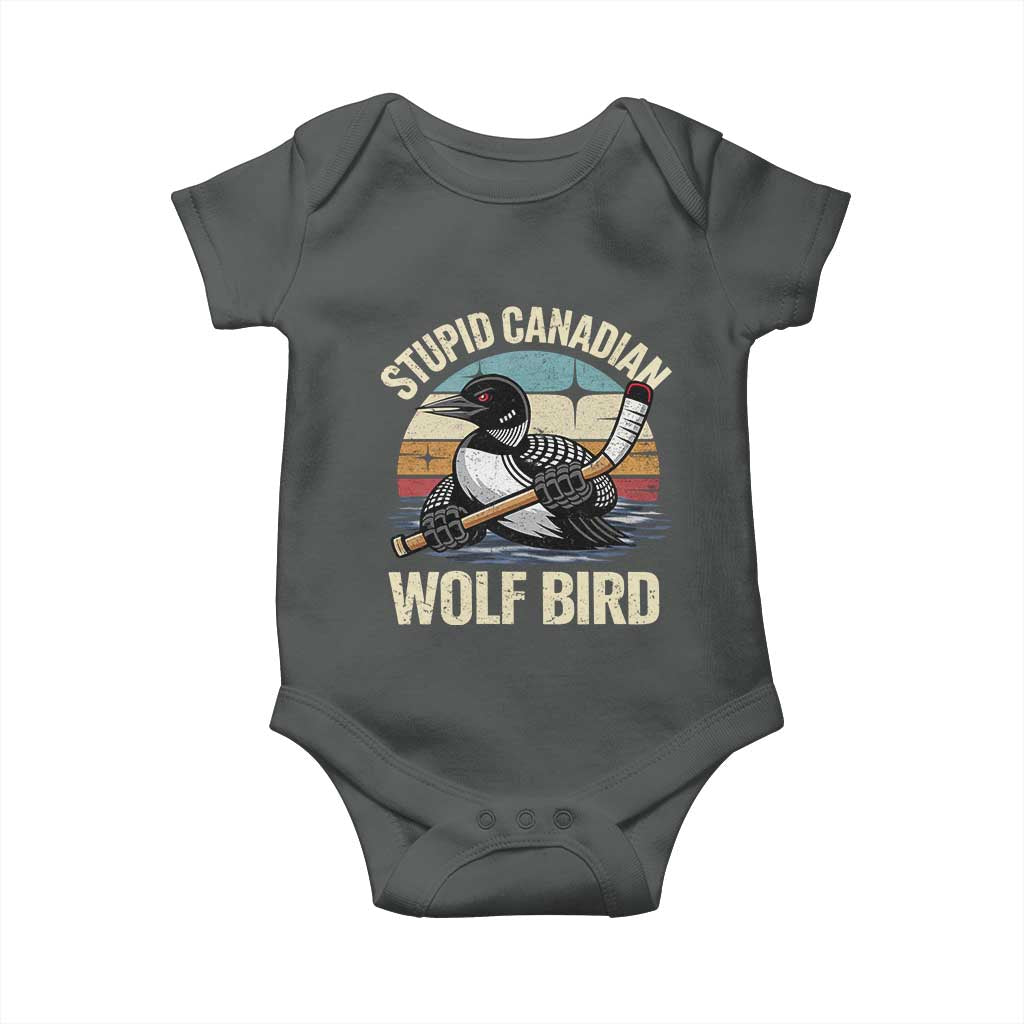 Stupid Canadian Wolf Bird Baby Onesie Retro Romance Hockey LGBT Book Movie Fans Gift