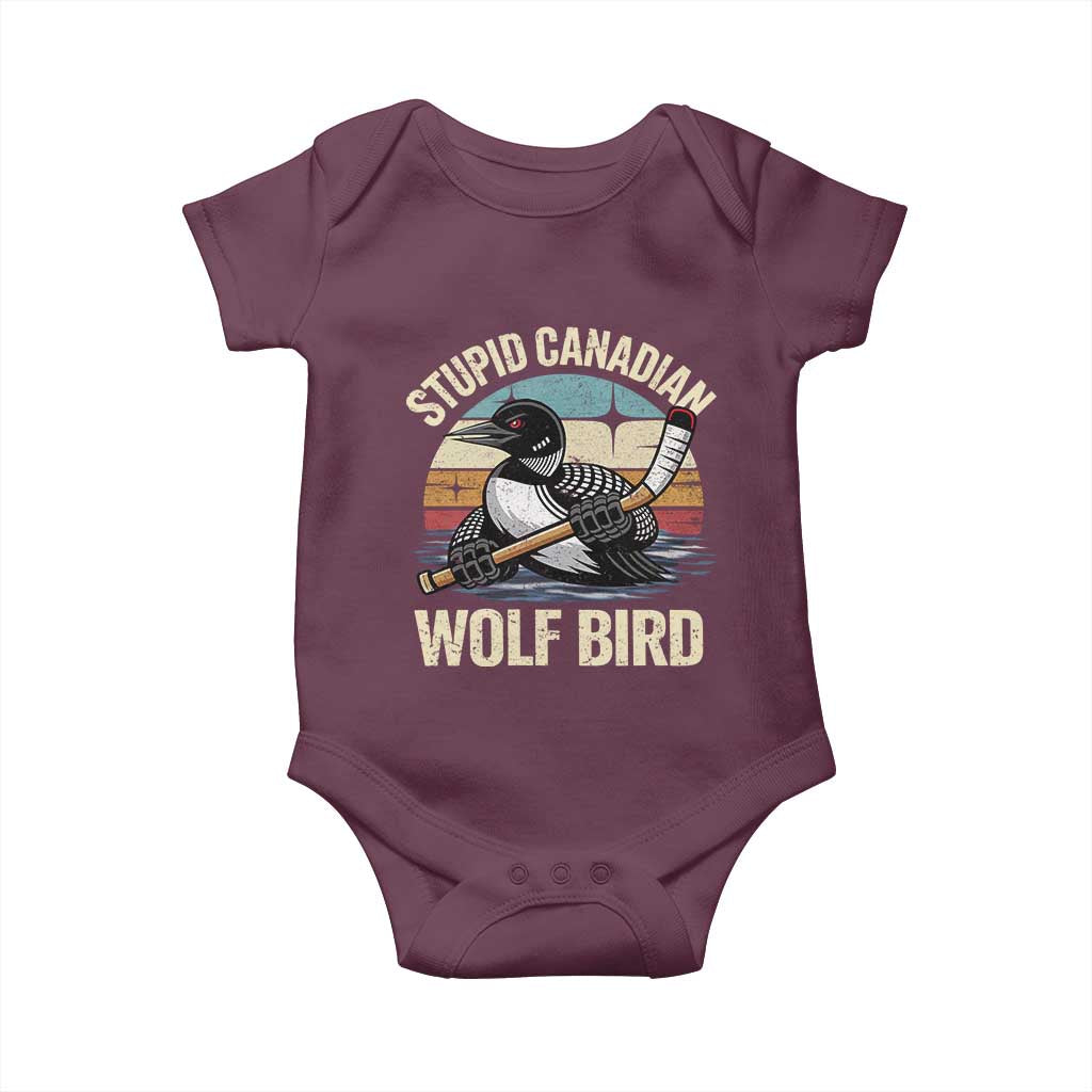 Stupid Canadian Wolf Bird Baby Onesie Retro Romance Hockey LGBT Book Movie Fans Gift