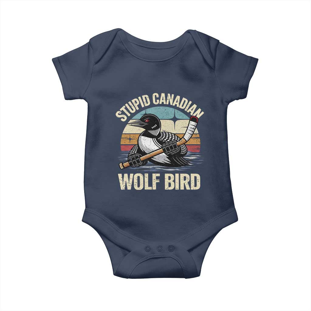 Stupid Canadian Wolf Bird Baby Onesie Retro Romance Hockey LGBT Book Movie Fans Gift