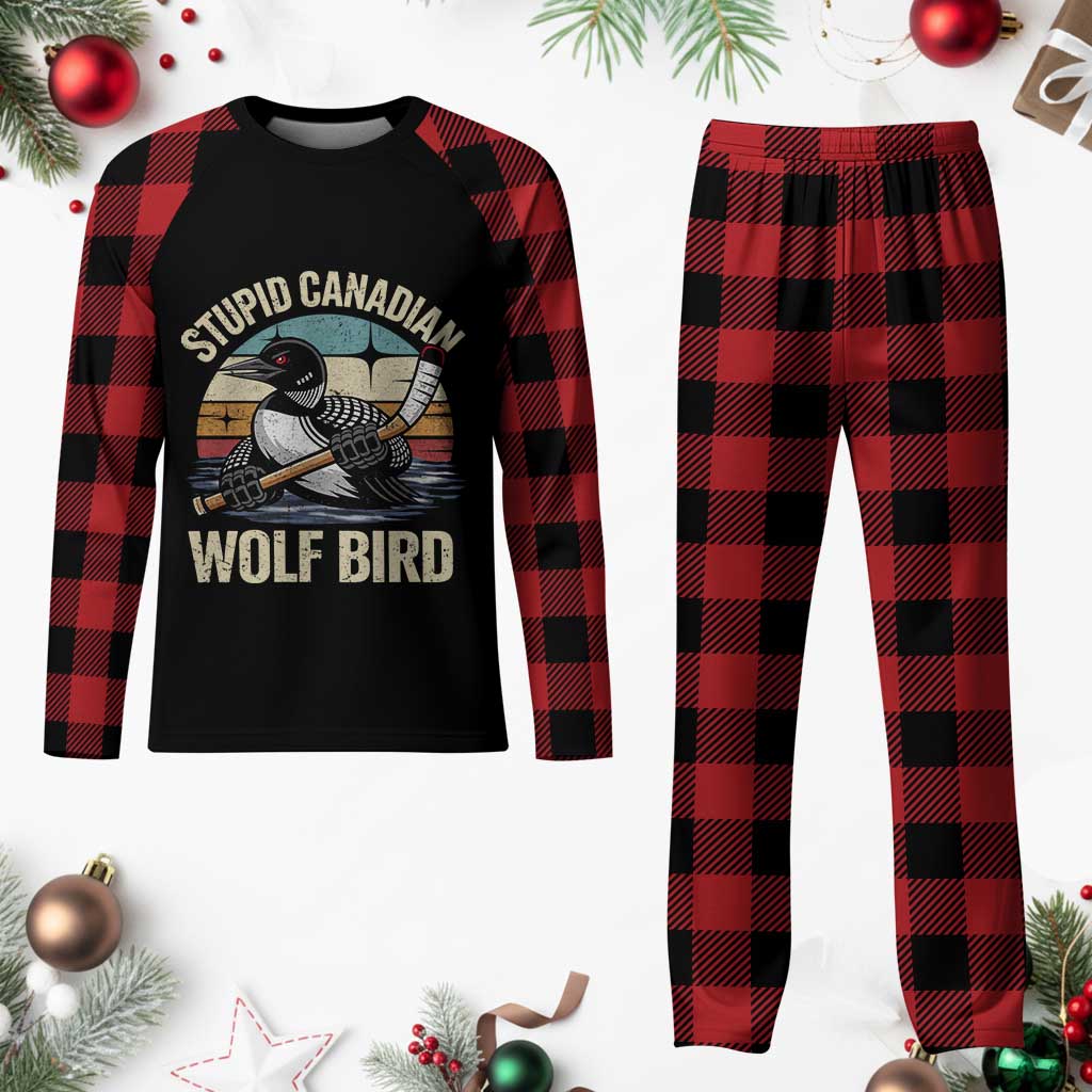 Stupid Canadian Wolf Bird Plaid Pajama Set Retro Romance Hockey LGBT Book Movie Fans Gift