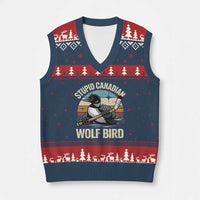 Stupid Canadian Wolf Bird V-Neck Knit Sweater Vest Retro Romance Hockey LGBT Book Movie Fans Gift
