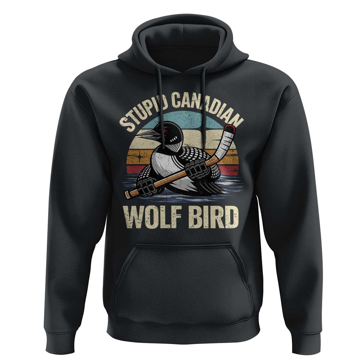 Stupid Canadian Wolf Bird Hoodie Retro Romance Hockey LGBT Book Movie Fans Gift