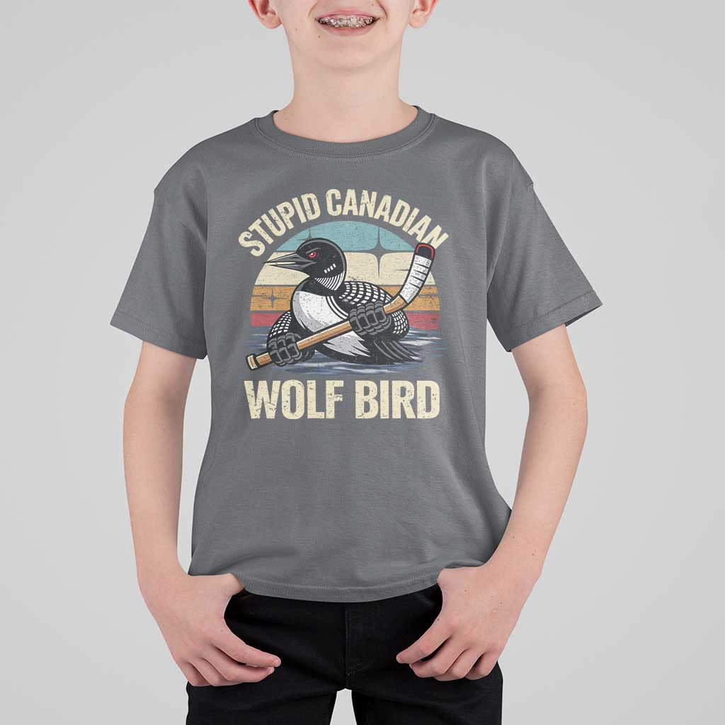 Stupid Canadian Wolf Bird T Shirt For Kid Retro Romance Hockey LGBT Book Movie Fans Gift