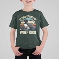 Stupid Canadian Wolf Bird T Shirt For Kid Retro Romance Hockey LGBT Book Movie Fans Gift