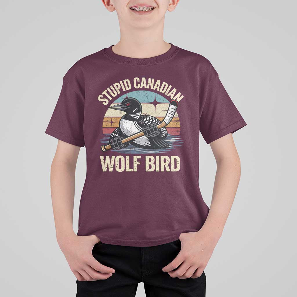 Stupid Canadian Wolf Bird T Shirt For Kid Retro Romance Hockey LGBT Book Movie Fans Gift