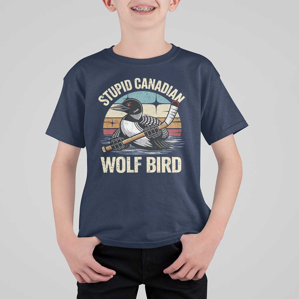 Stupid Canadian Wolf Bird T Shirt For Kid Retro Romance Hockey LGBT Book Movie Fans Gift