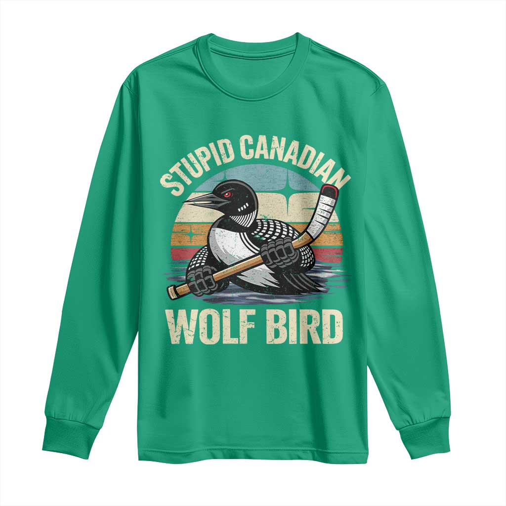 Stupid Canadian Wolf Bird Long Sleeve Shirt Retro Romance Hockey LGBT Book Movie Fans Gift