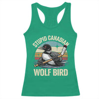 Stupid Canadian Wolf Bird Racerback Tank Top Retro Romance Hockey LGBT Book Movie Fans Gift