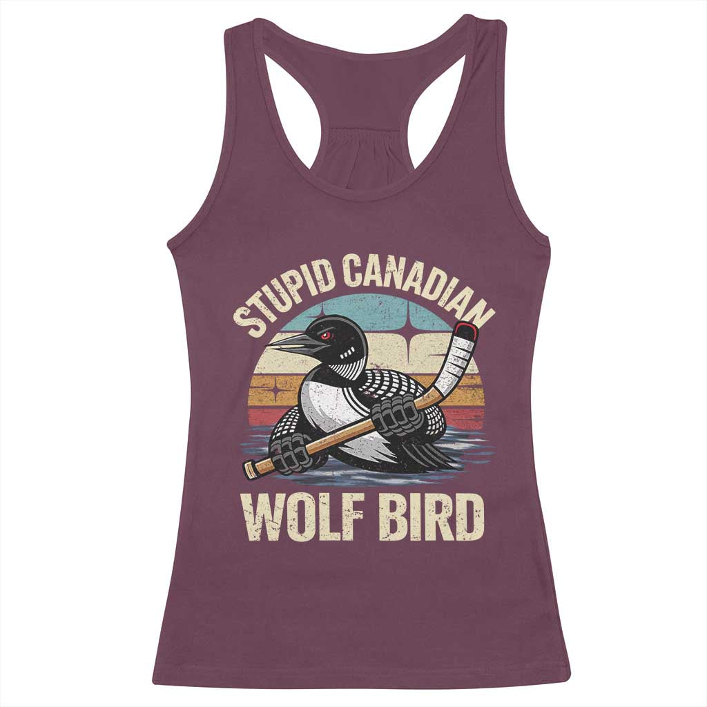 Stupid Canadian Wolf Bird Racerback Tank Top Retro Romance Hockey LGBT Book Movie Fans Gift