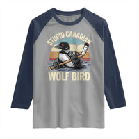 Stupid Canadian Wolf Bird Raglan Shirt Retro Romance Hockey LGBT Book Movie Fans Gift