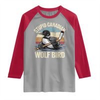 Stupid Canadian Wolf Bird Raglan Shirt Retro Romance Hockey LGBT Book Movie Fans Gift