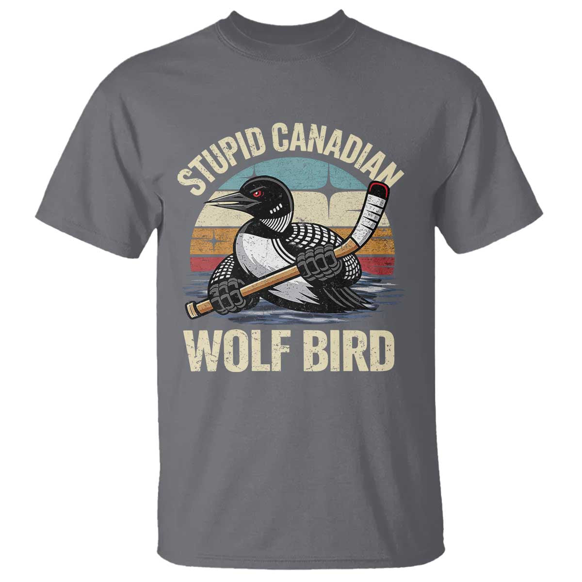 Stupid Canadian Wolf Bird T Shirt Retro Romance Hockey LGBT Book Movie Fans Gift